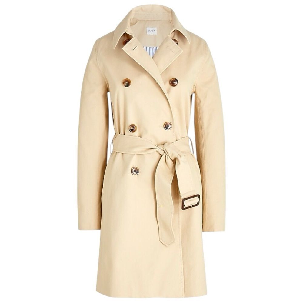 J. Crew Cotton Women's Classic Belted Twill Light Khaki Trench Coat
